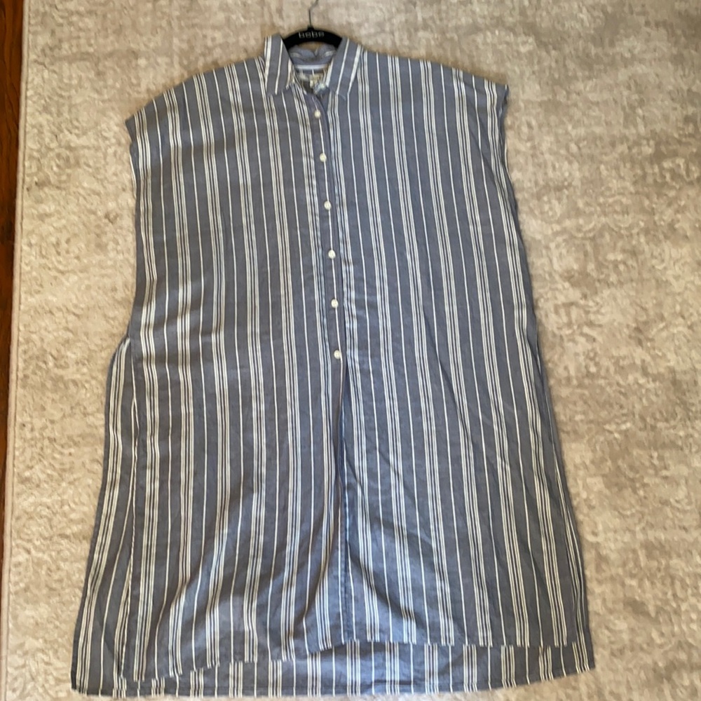 Madewell Blue Side-slit Tunic Shirt In Stripe